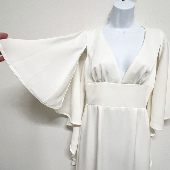 Christopher Paunil Womens Cream Elle A-Line Boatneck Wedding Gown Size 8 - Picture 5 of 10